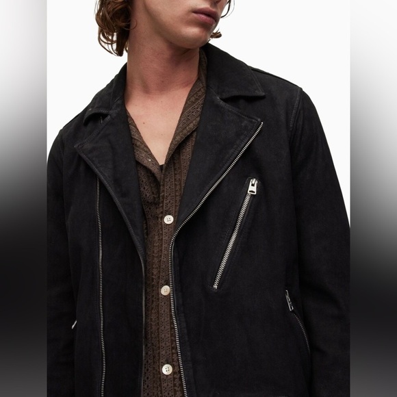 ALLSAINTS Iro Biker Jacket 100% Goat Suede - Picture 3 of 15